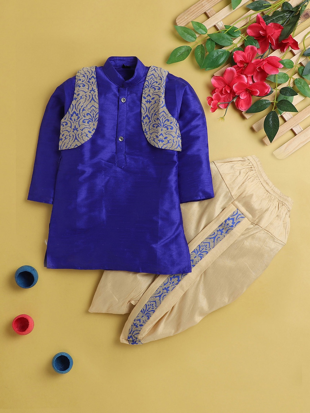 

Jeetethnics Boys Regular Kurta with Dhoti Pants, Navy blue