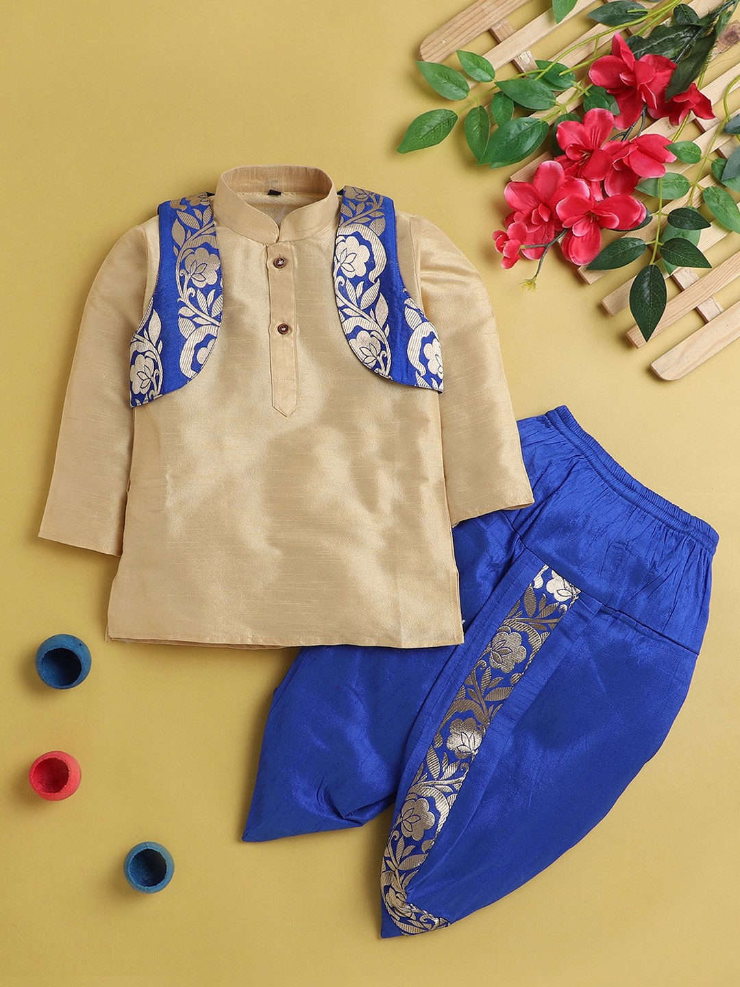 

Jeetethnics Boys Regular Kurta with Dhoti Pants, Cream