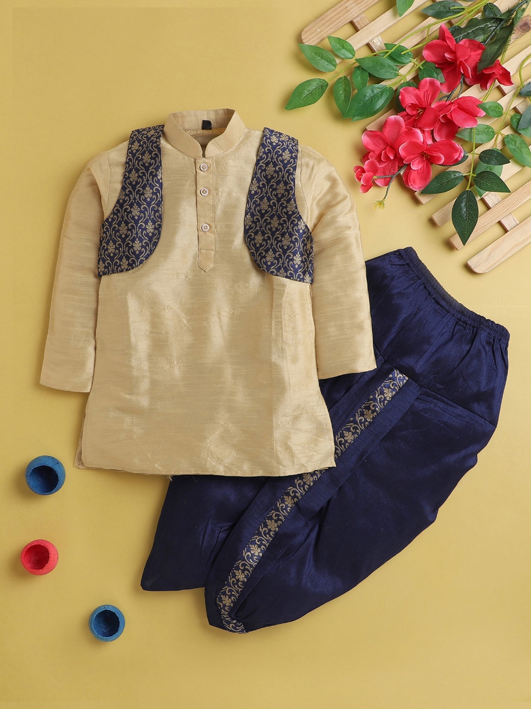 

Jeetethnics Boys Regular Kurta with Dhoti Pants, Beige