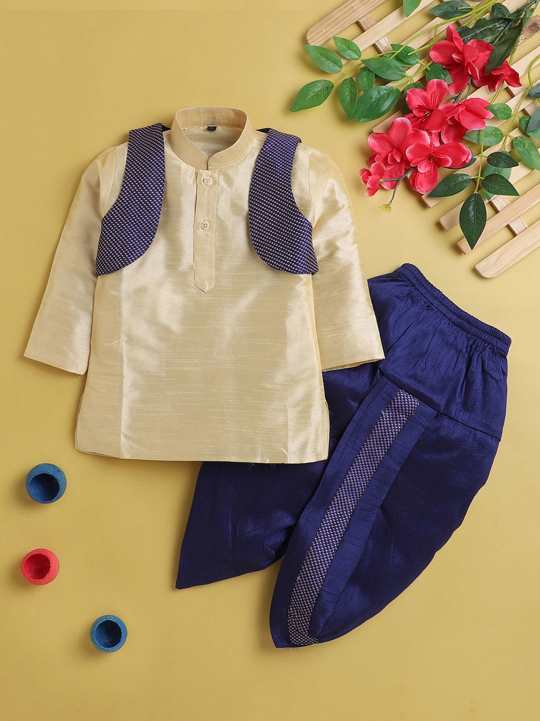 

Jeetethnics Boys Regular Kurta with Dhoti Pants, Cream
