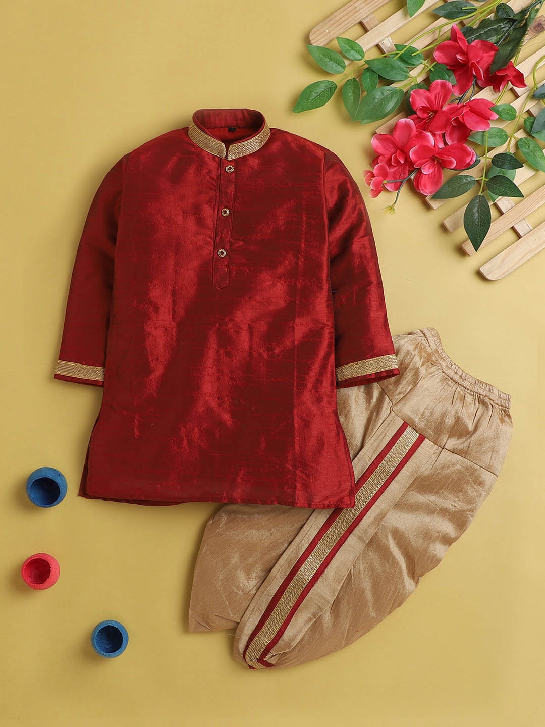 

Jeetethnics Boys Regular Kurta with Dhoti Pants, Maroon