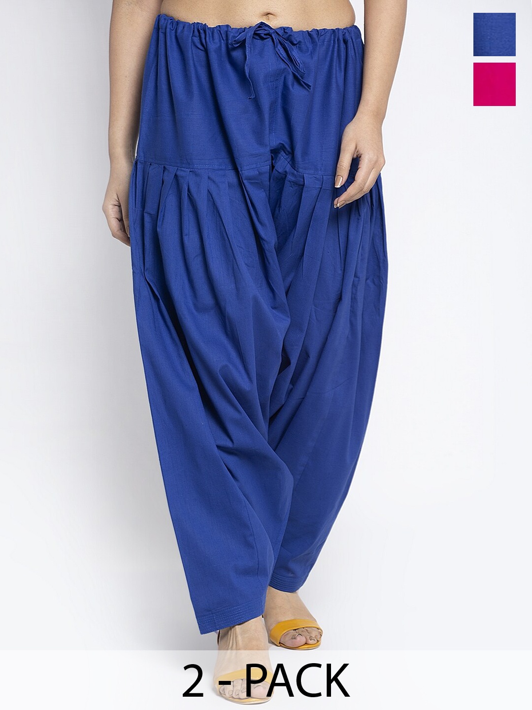 

GRACIT Pack of 2 Pure Cotton Loose Fit Salwars, Blue