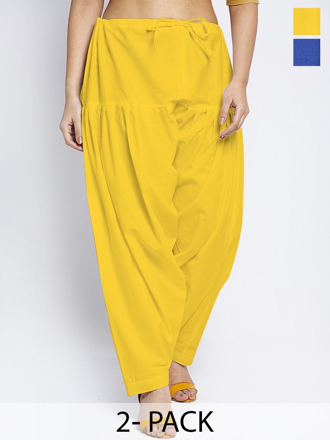 

GRACIT Pack of 2 Pure Cotton Loose Fit Salwars, Blue
