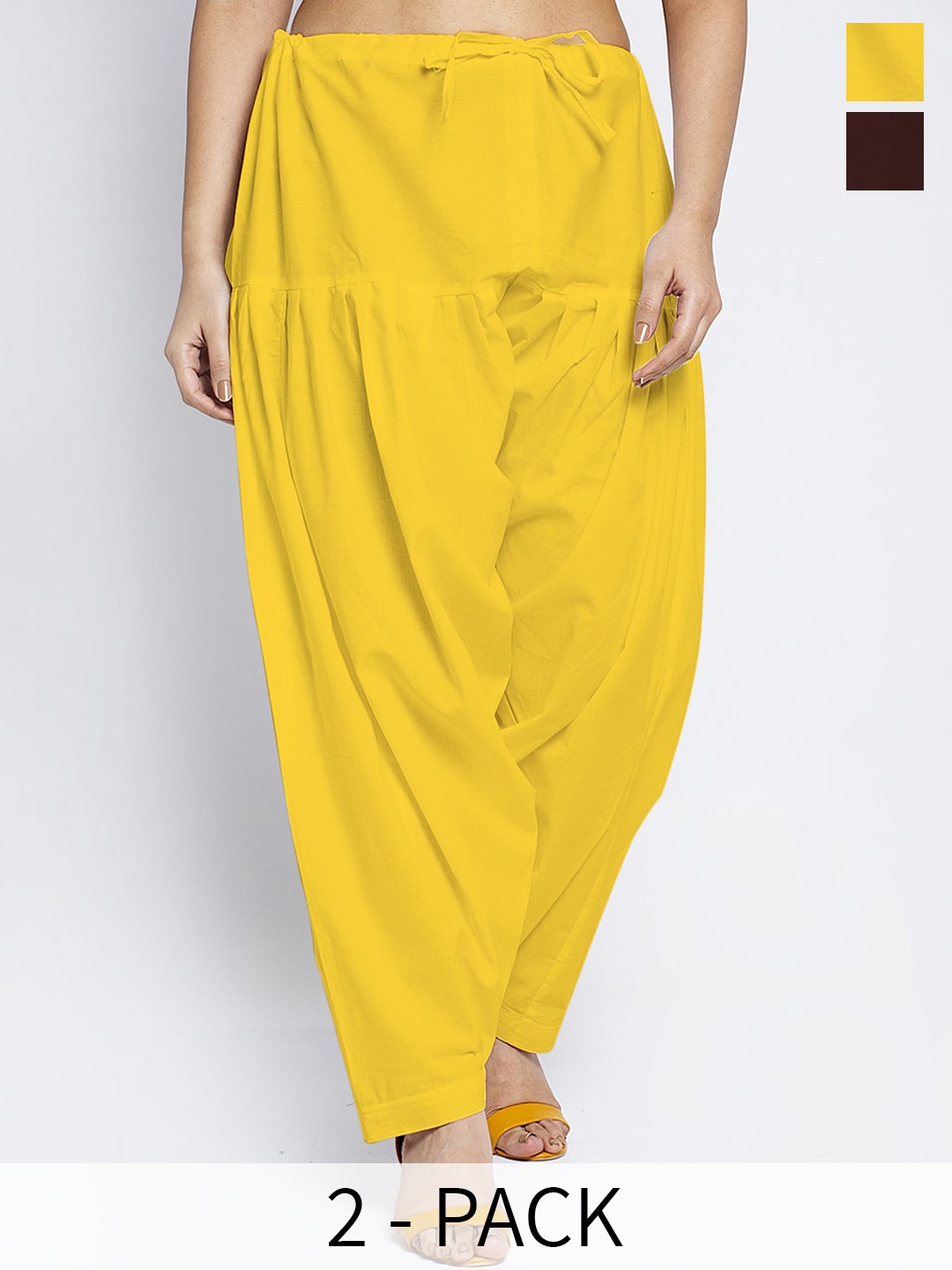 

GRACIT Women Pack Of 2 Pure Cotton Salwars, Yellow