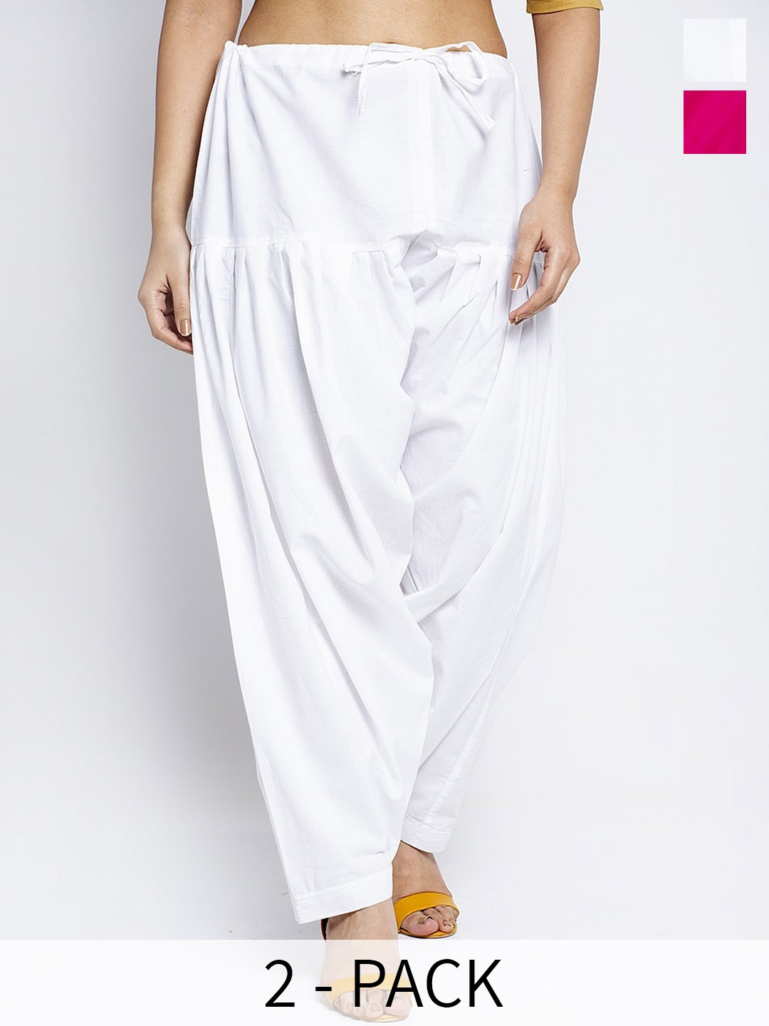 

GRACIT Women Pack of 2 Pure Cotton Loose-Fit Salwars, White