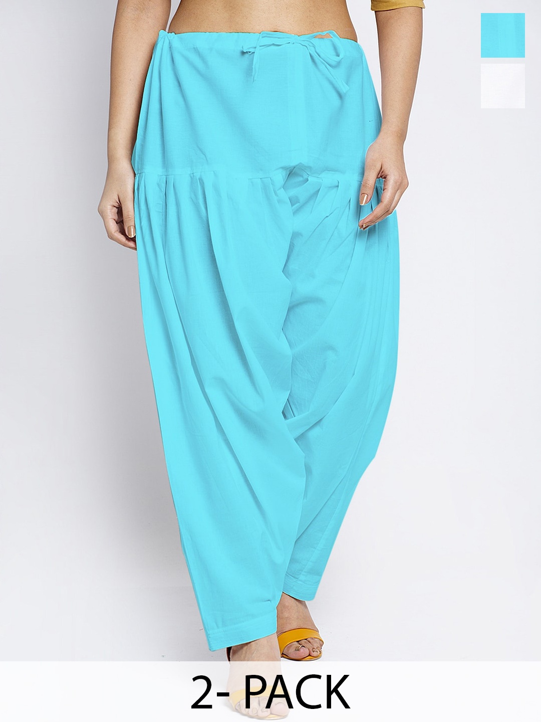 

GRACIT Women Pack of 2 Pure Cotton Loose-Fit Salwars, White