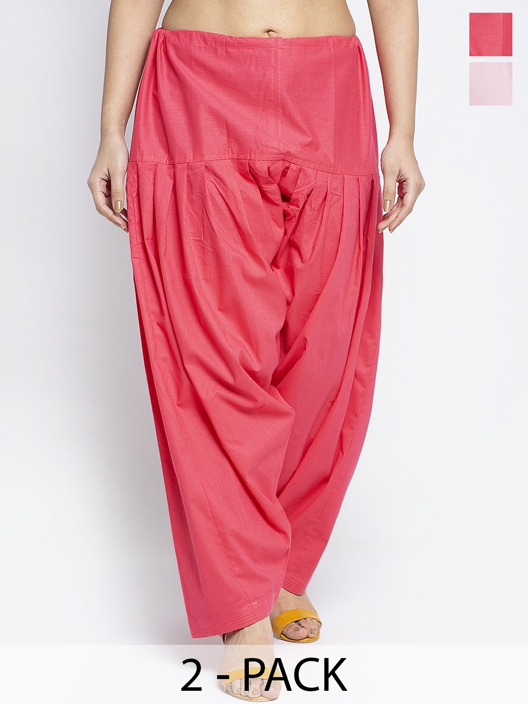 

GRACIT Women Pack of 2 Pure Cotton Loose-Fit Salwars, Pink