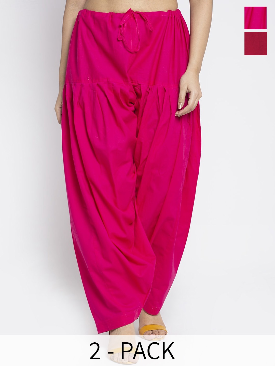 

GRACIT Women Pack of 2 Pure Cotton Loose-Fit Salwars, Pink
