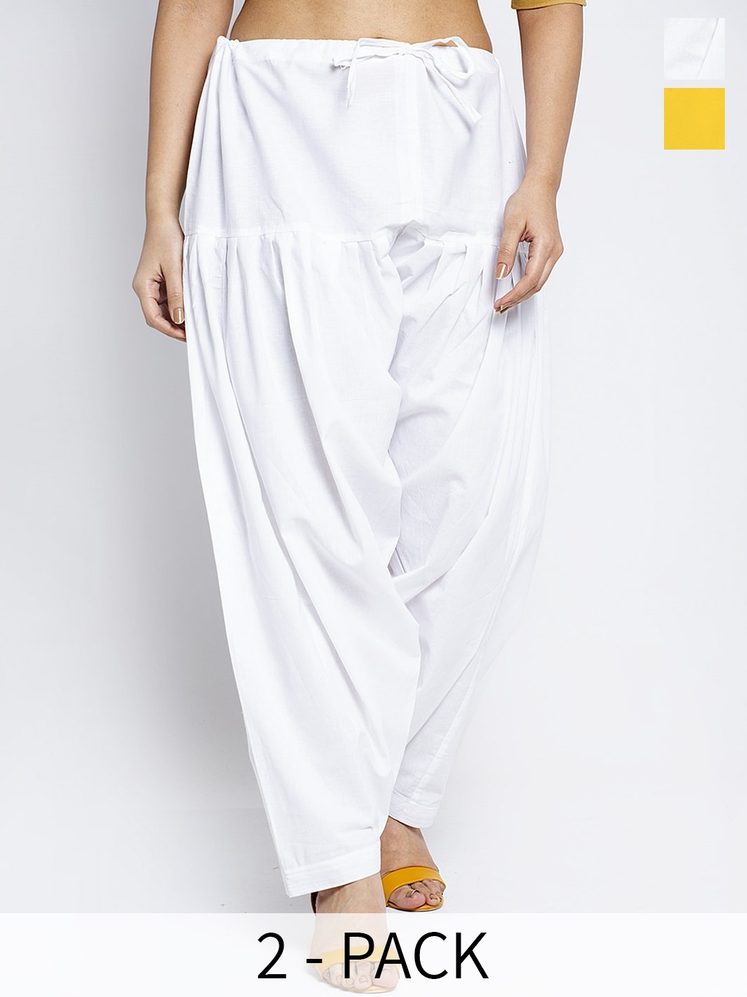

GRACIT Women Pack of 2 Pure Cotton Loose-Fit Salwars, White