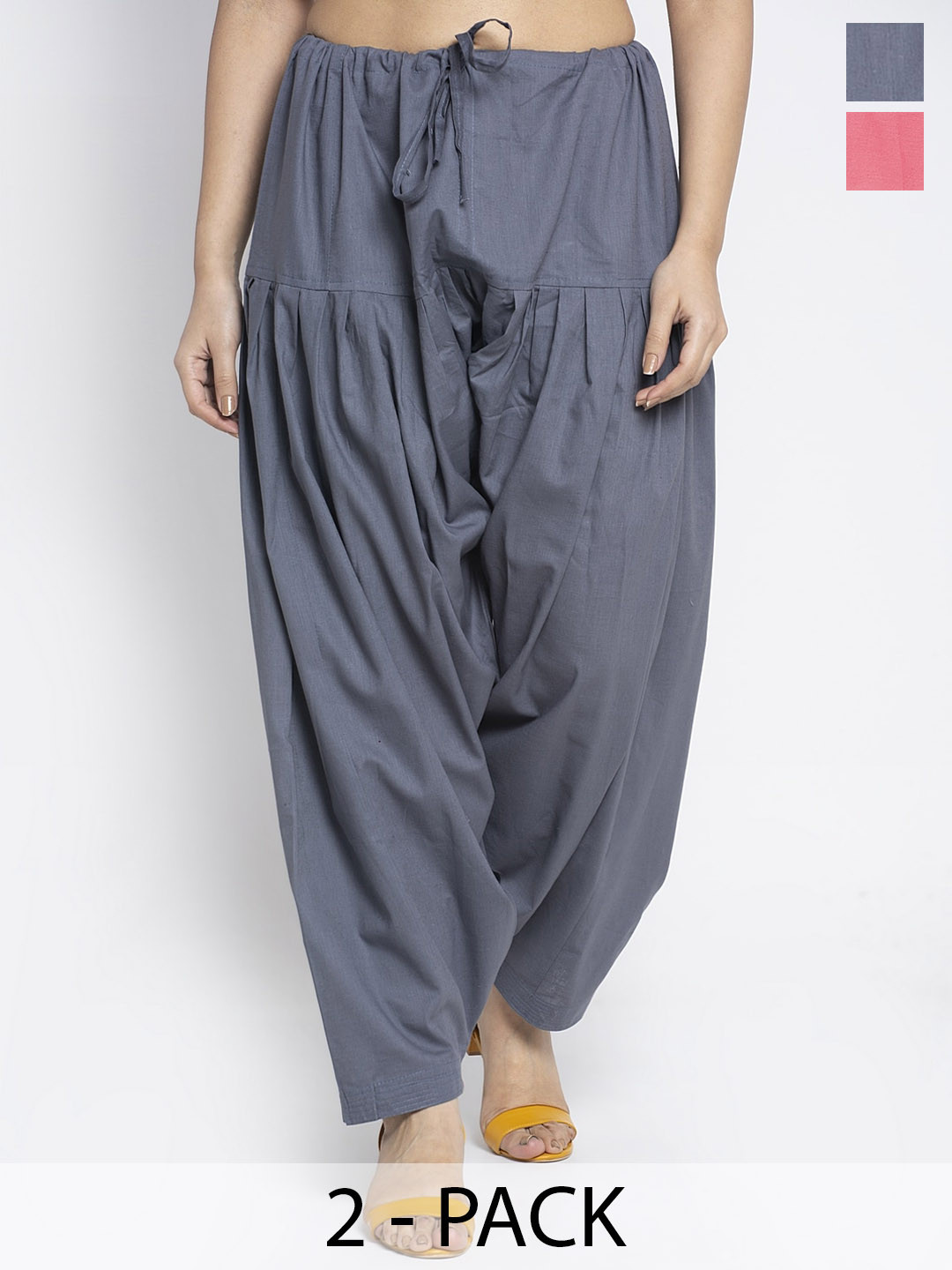 

GRACIT Women Pack of 2 Pure Cotton Loose Fit Salwars, Grey