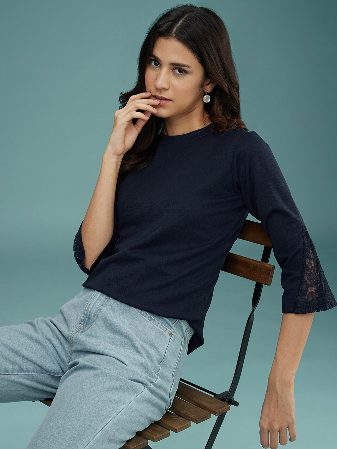 

DressBerry Bell Sleeve Top, Blue