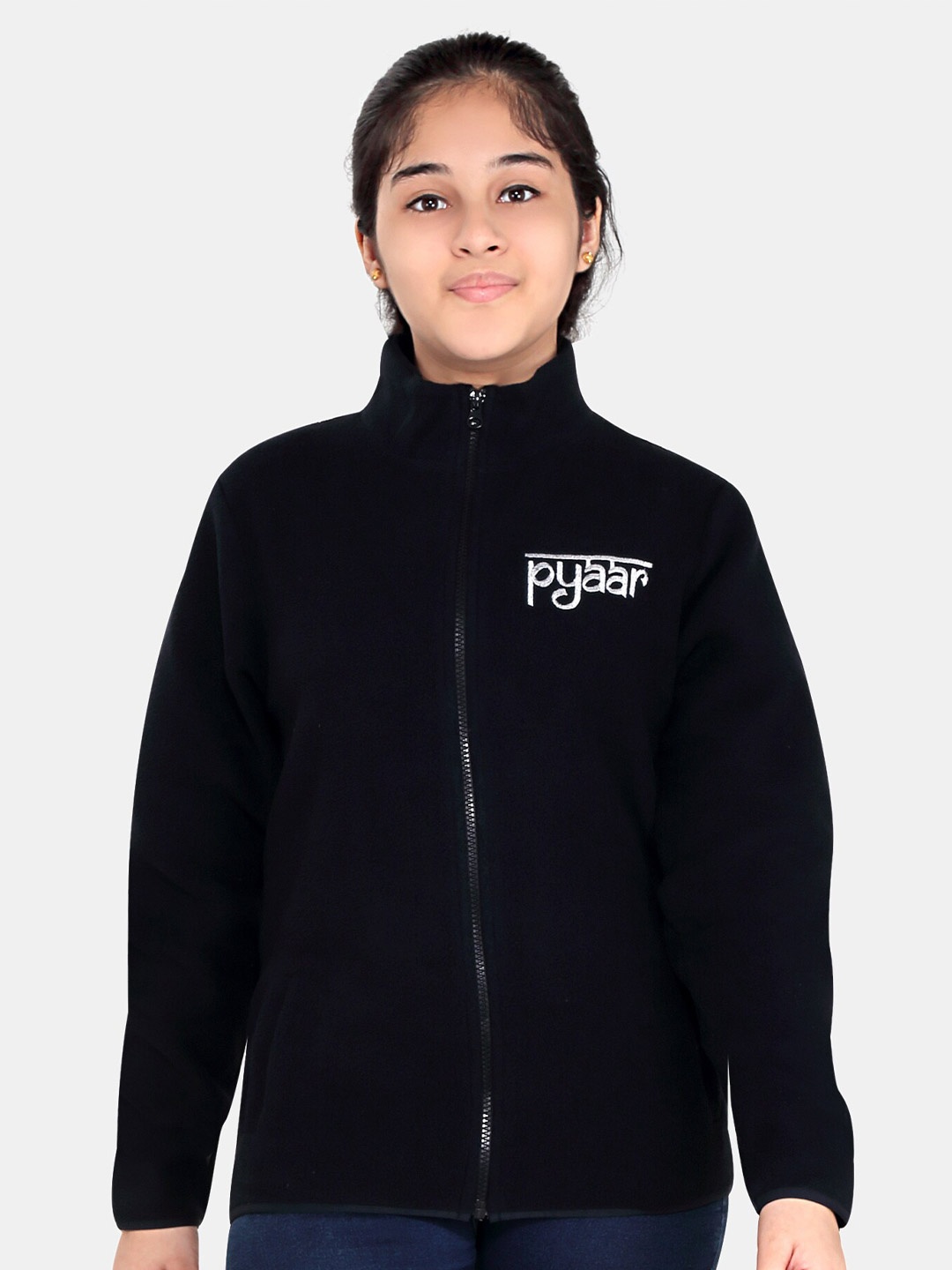 

BAESD Girls Mock Collar Long Sleeves Embroidered Cardigan Sweater, Navy blue