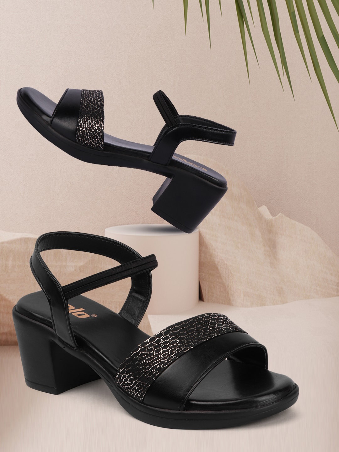 

Colo Textured Open Toe Block Heels, Black