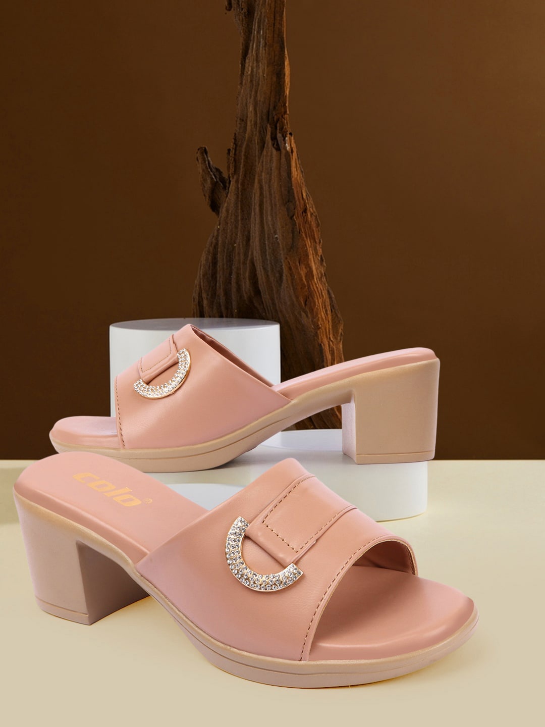 

Colo Block Sandals, Peach