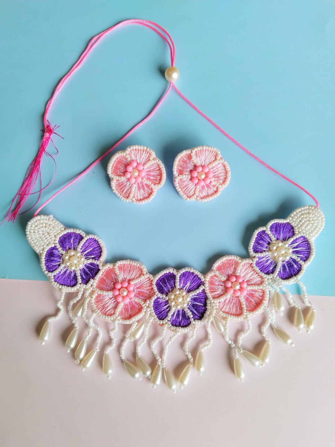 

DressBerry Stones Studded & Beaded Jewellery Set, Pink