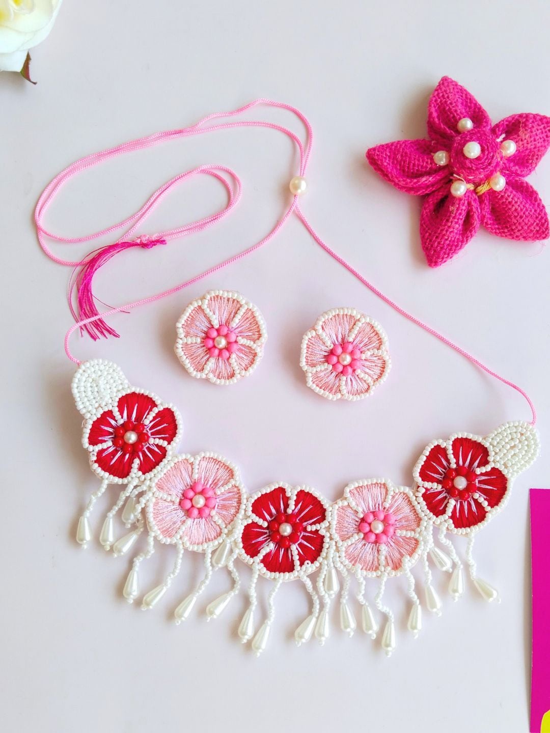 

DressBerry Stones Studded & Beaded Jewellery Set, Pink