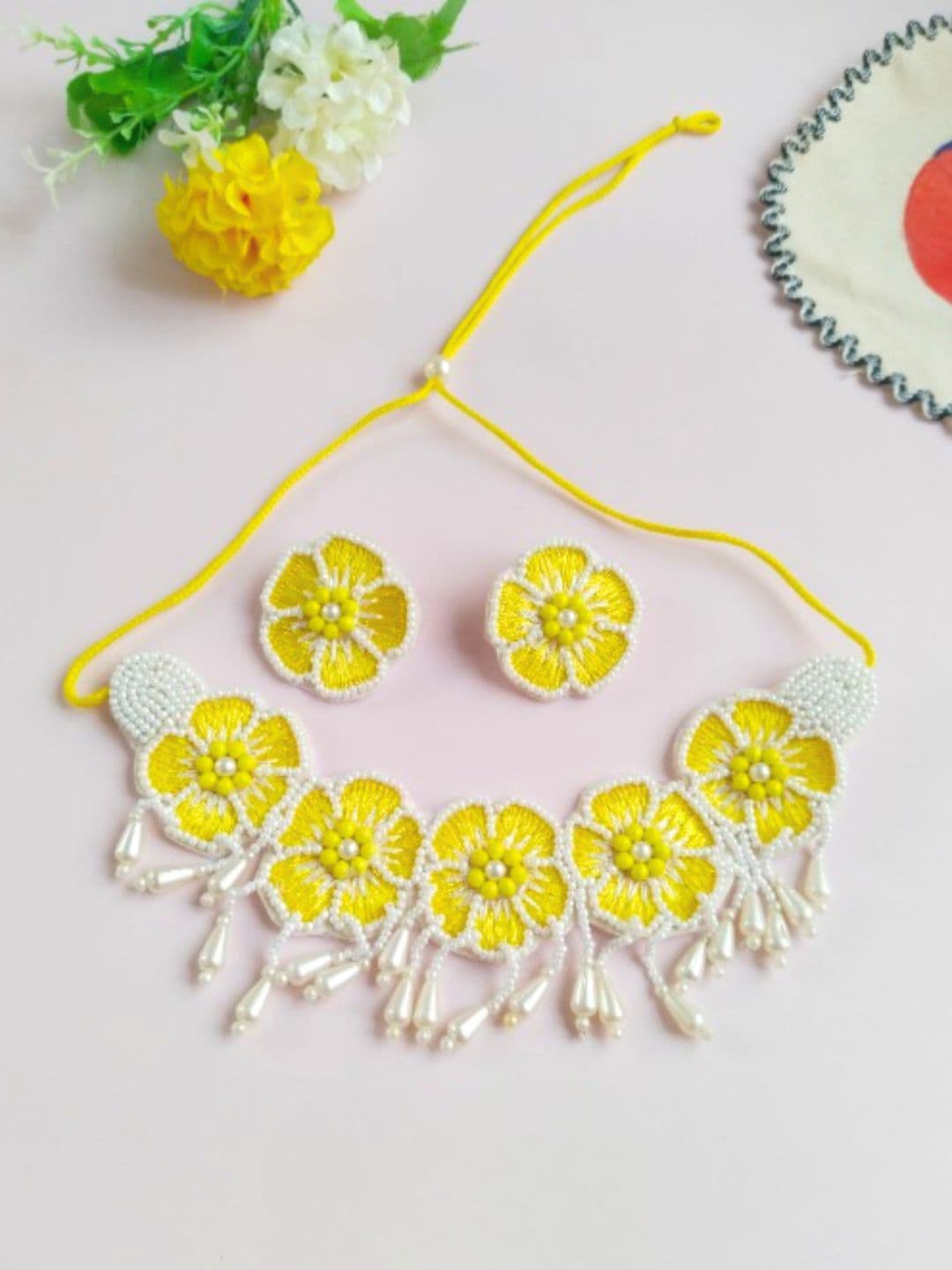 

DressBerry Stones Studded & Beaded Jewellery Set, Yellow