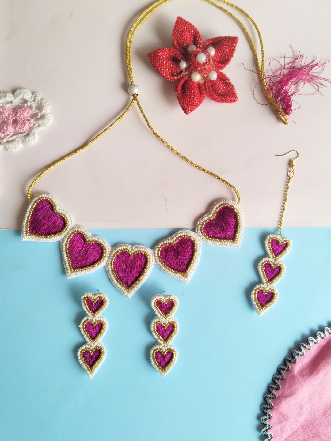 

DressBerry Stones Studded & Beaded Jewellery Set, Pink