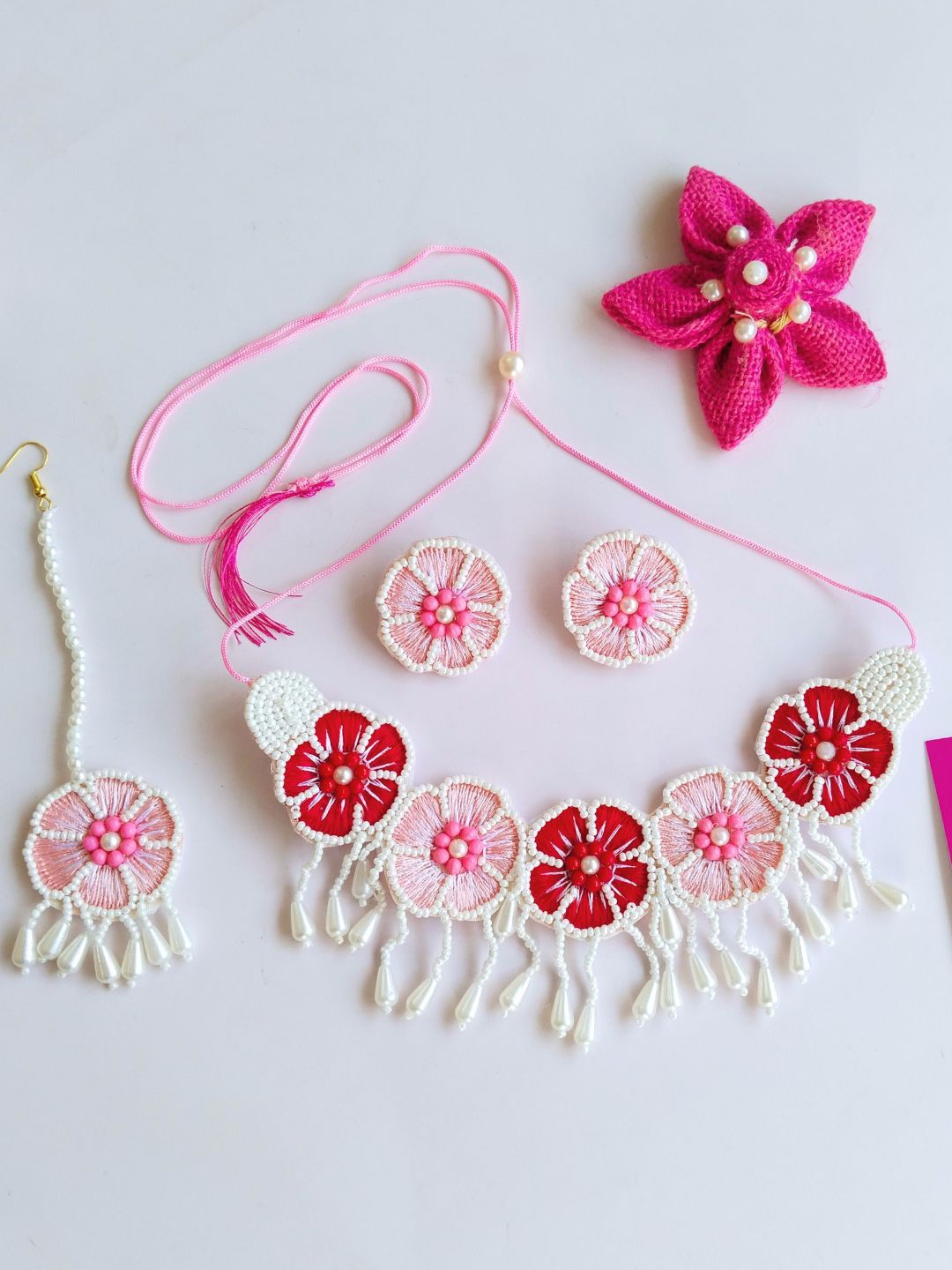 

DressBerry Stones Studded & Beaded Jewellery Set, Pink