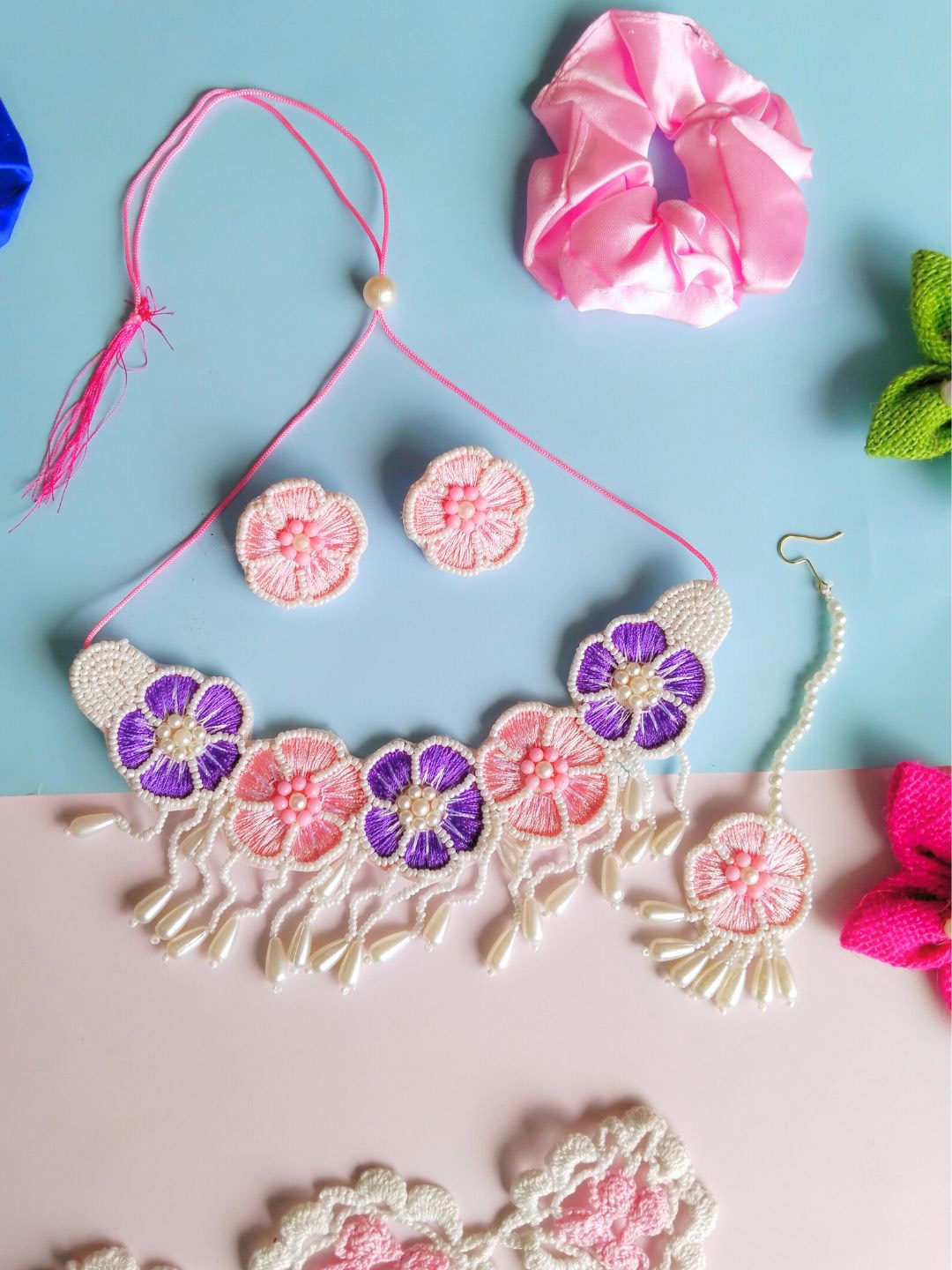 

DressBerry Stones Studded & Beaded Jewellery Set, Pink