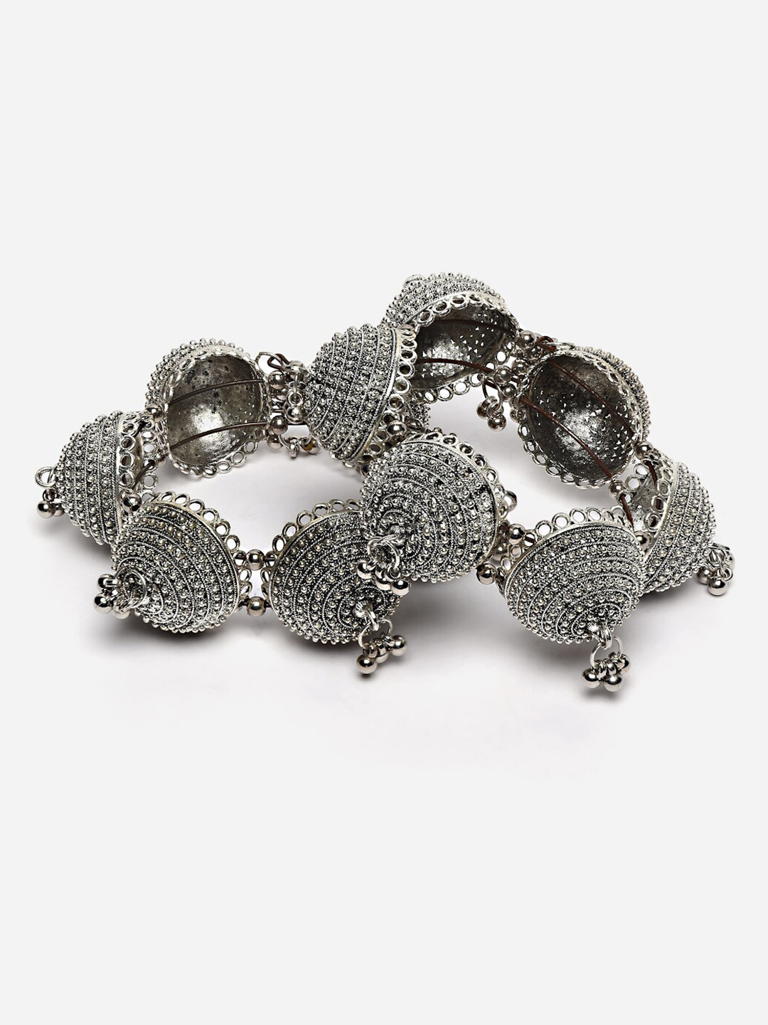 

CHUI MUI Set Of 2 Silver-Plated Beaded Oxidised Bangles