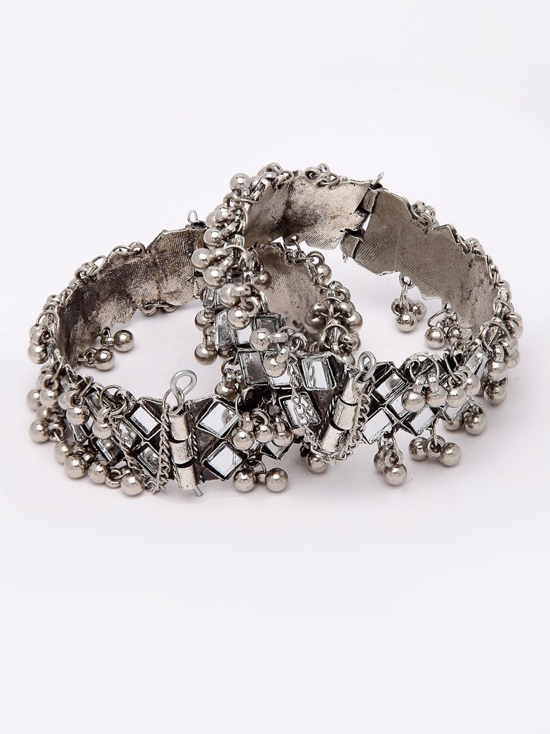 

CHUI MUI Set Of 2 Silver-Plated Beaded Oxidised Bangles
