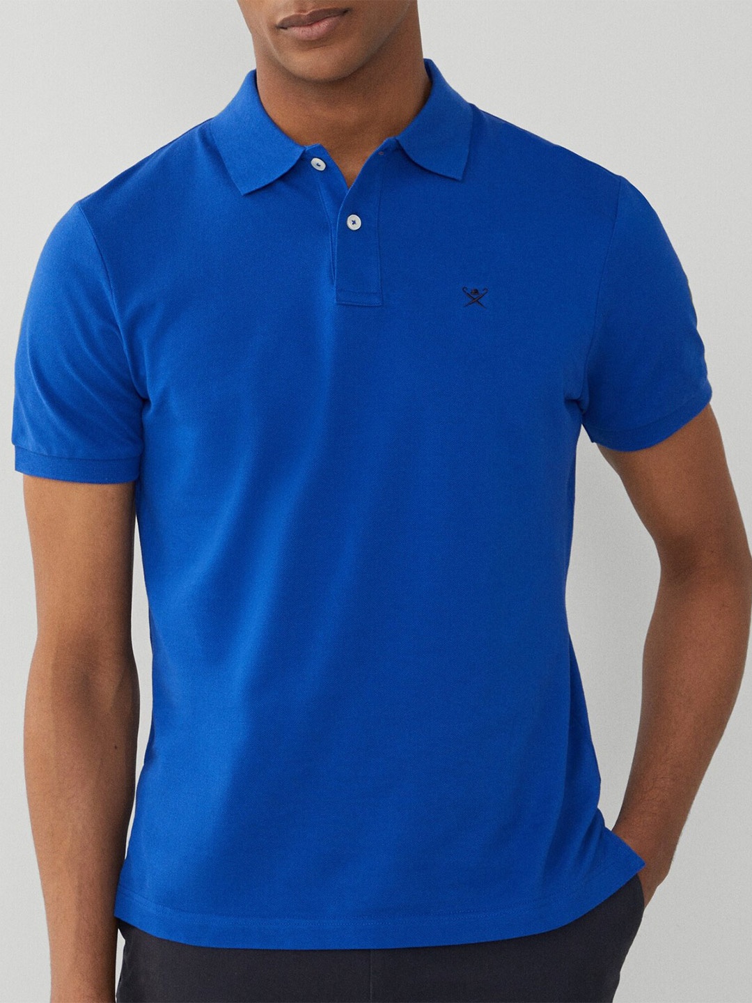 

HACKETT LONDON Men Polo Collar Applique T-shirt, Blue