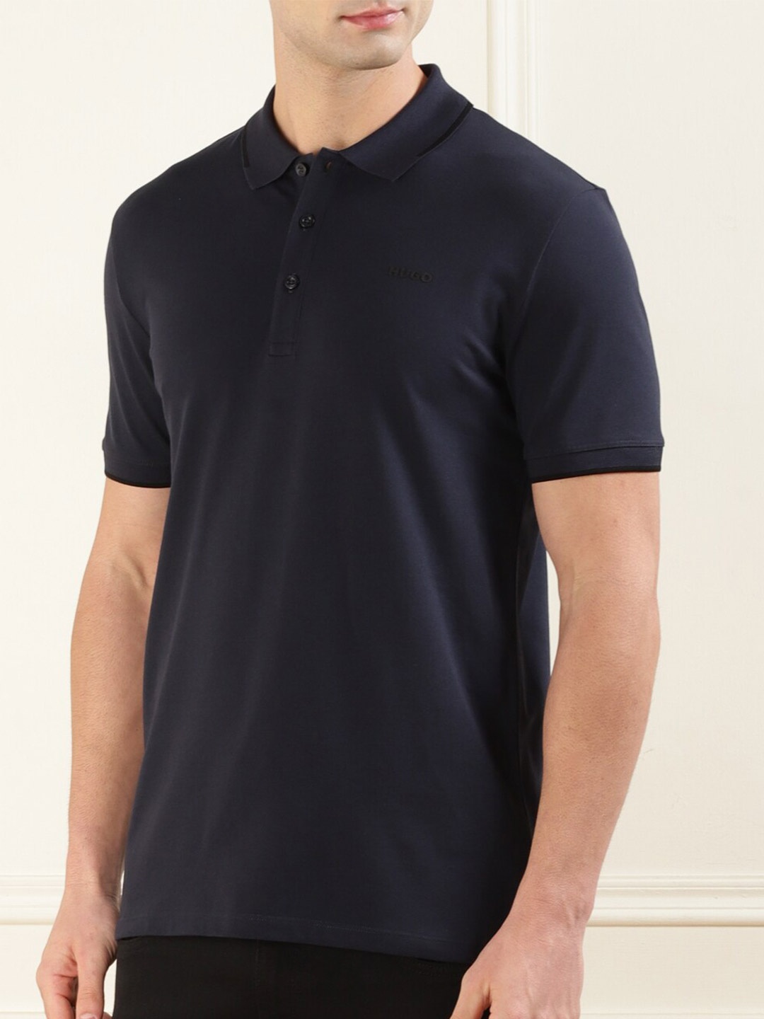 

HUGO Men Polo Collar Applique T-shirt, Blue