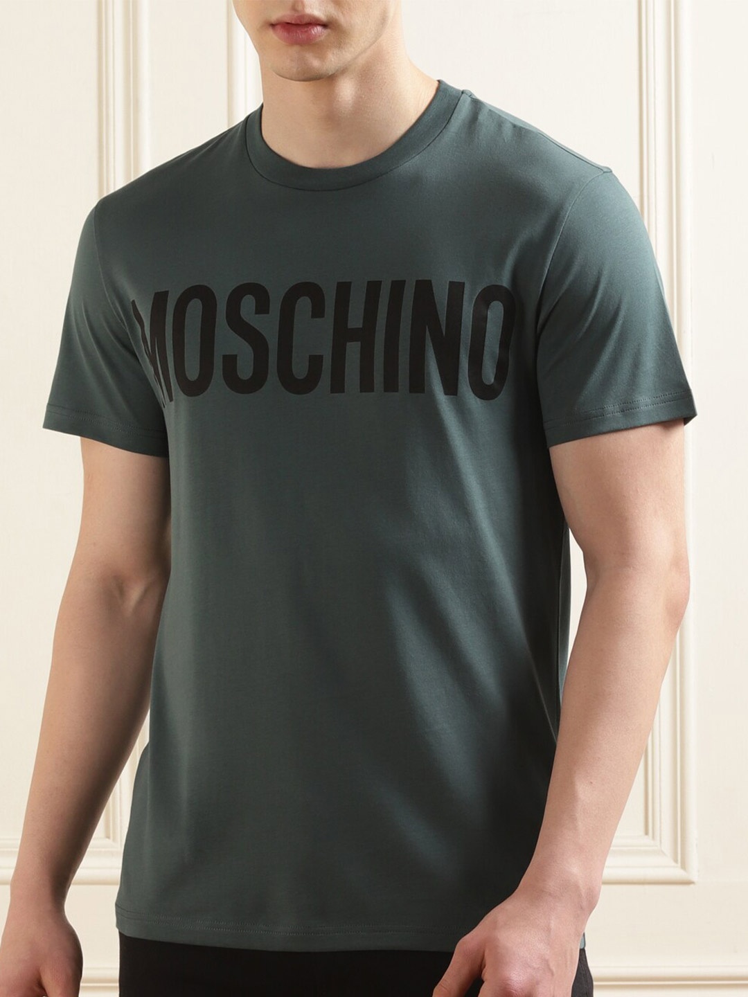 

MOSCHINO COUTURE Men Typography Pockets T-shirt, Green