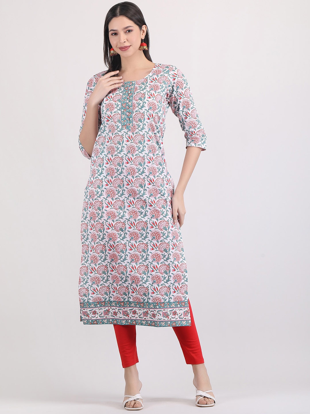 

MANKSH Women Ethnic Motifs Printed Sequinned Kurta, Multi