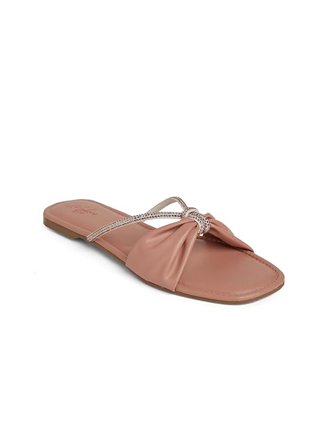 

Mykono Women Open Toe Flats with Bows, Nude