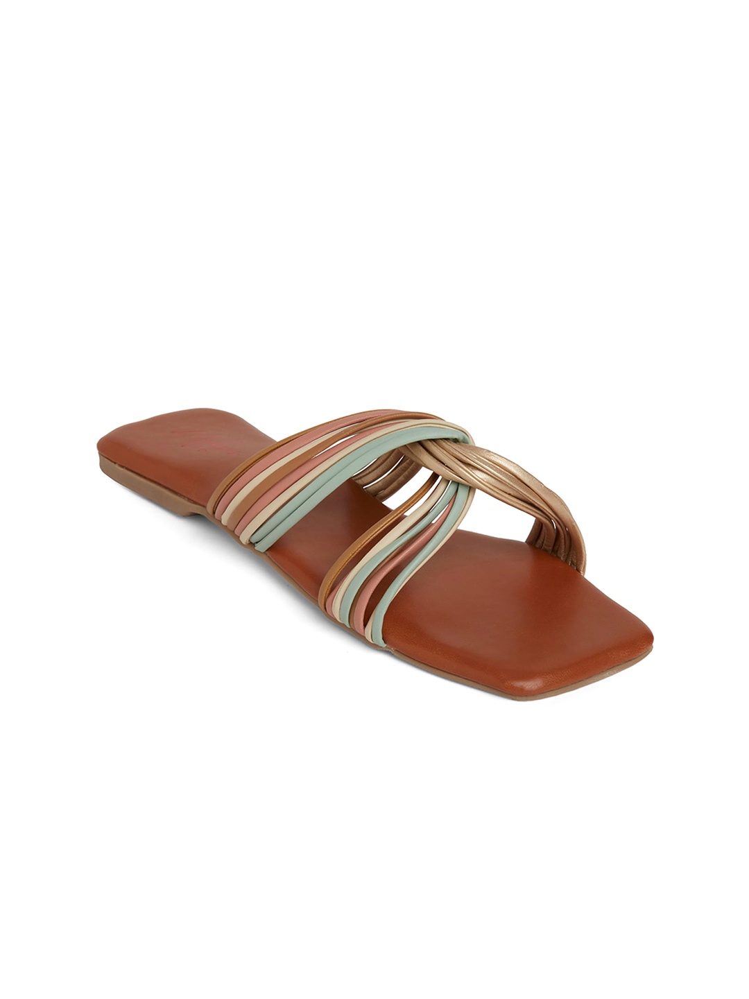 

Mykono Strappy Open Toe Flats, Brown