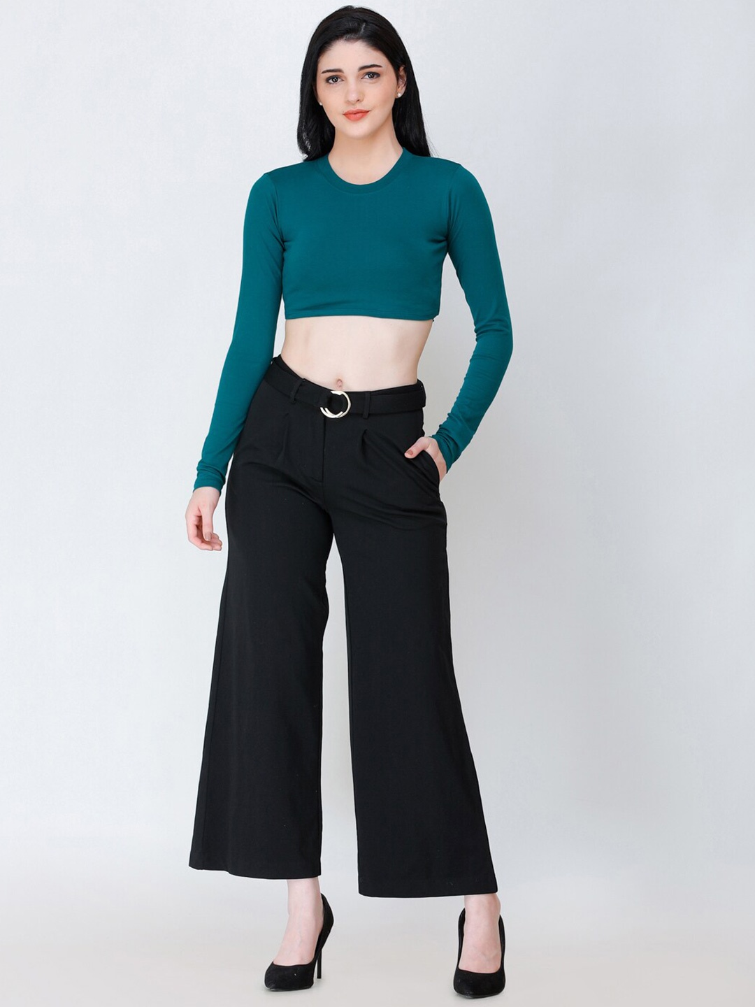 

MINOS Cotton Crop Top, Teal