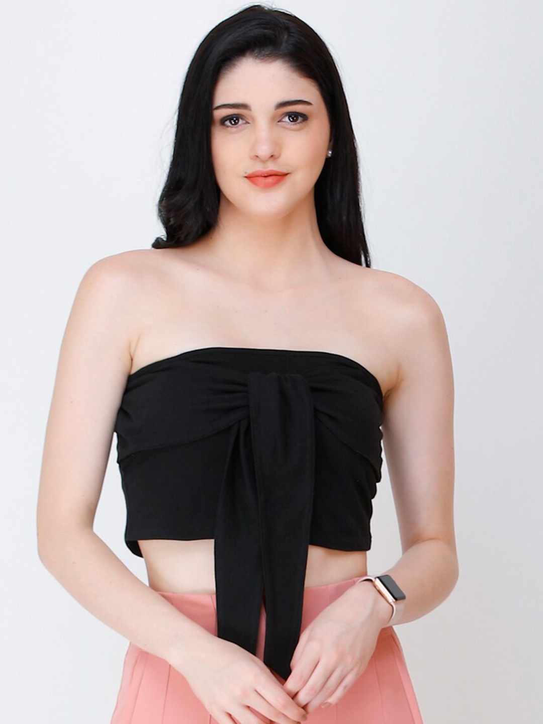 

MINOS Cotton Tube Crop Top, Black