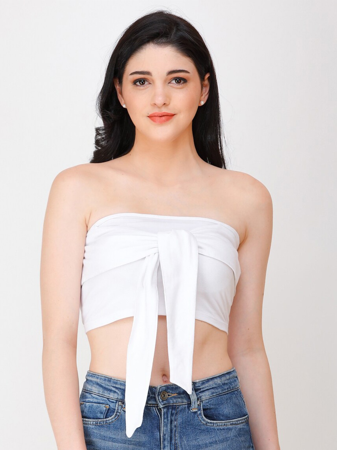 

MINOS Cotton Tube Crop Top, White