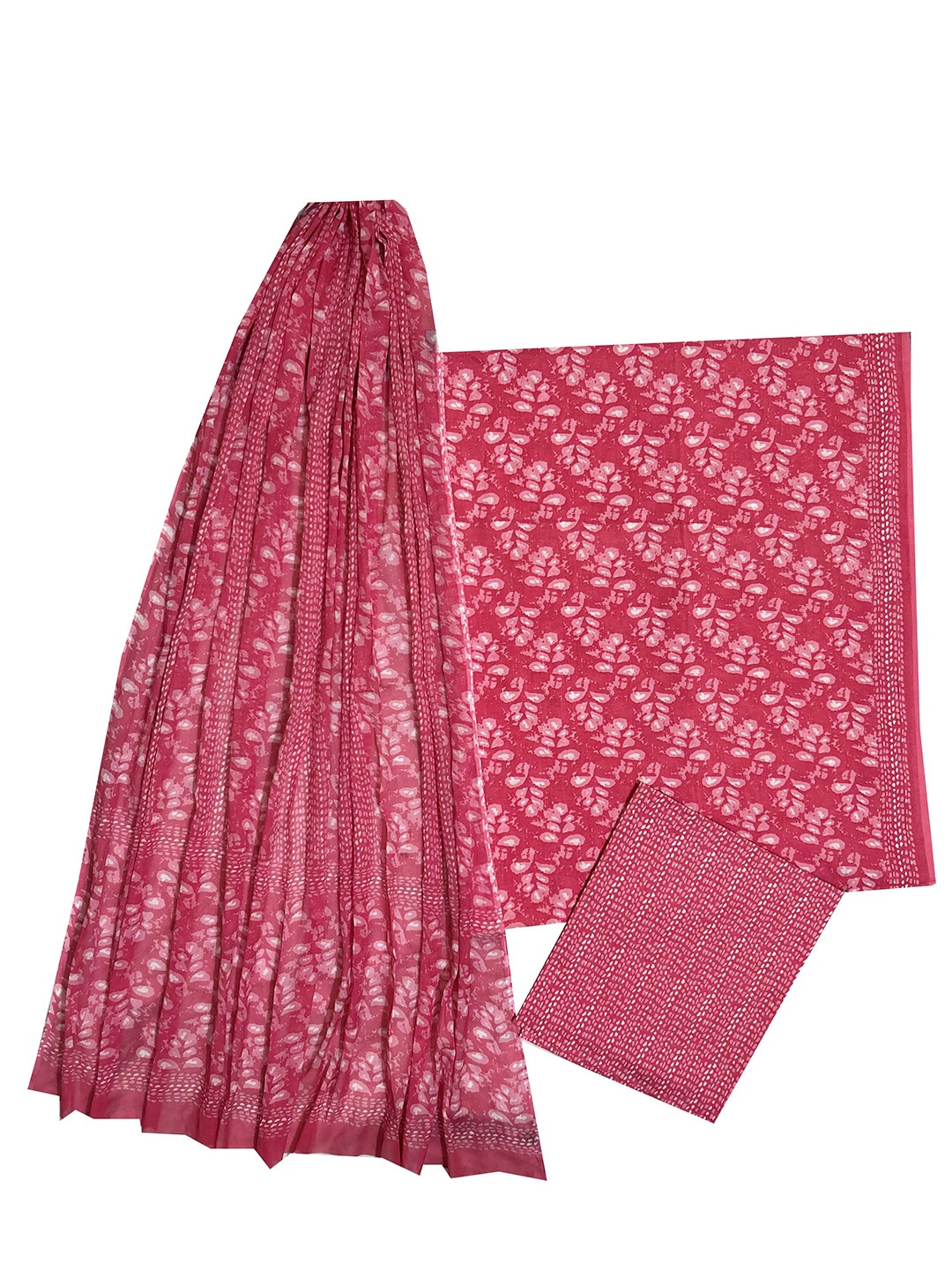 

GK FASHION Printed Pure Cotton Unstitched Dress Material, Pink
