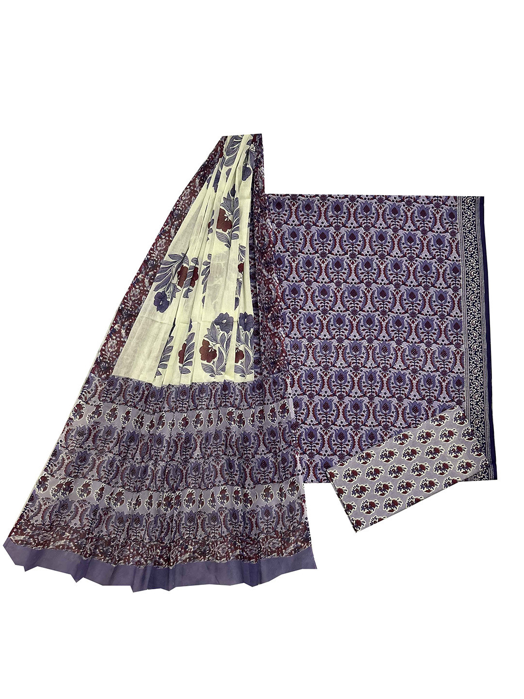 

GK FASHION Printed Pure Cotton Unstitched Dress Material, Purple