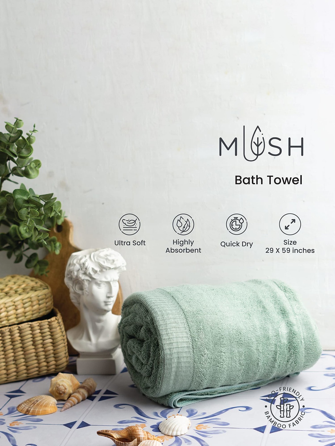 

MUSH Blue 4 Pcs Bamboo Bath Towels