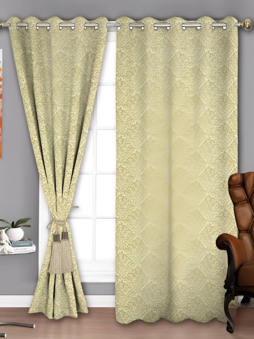 

Parda Sansar Green 2 Pieces Ethnic Motifs Room Darkening Door Curtains