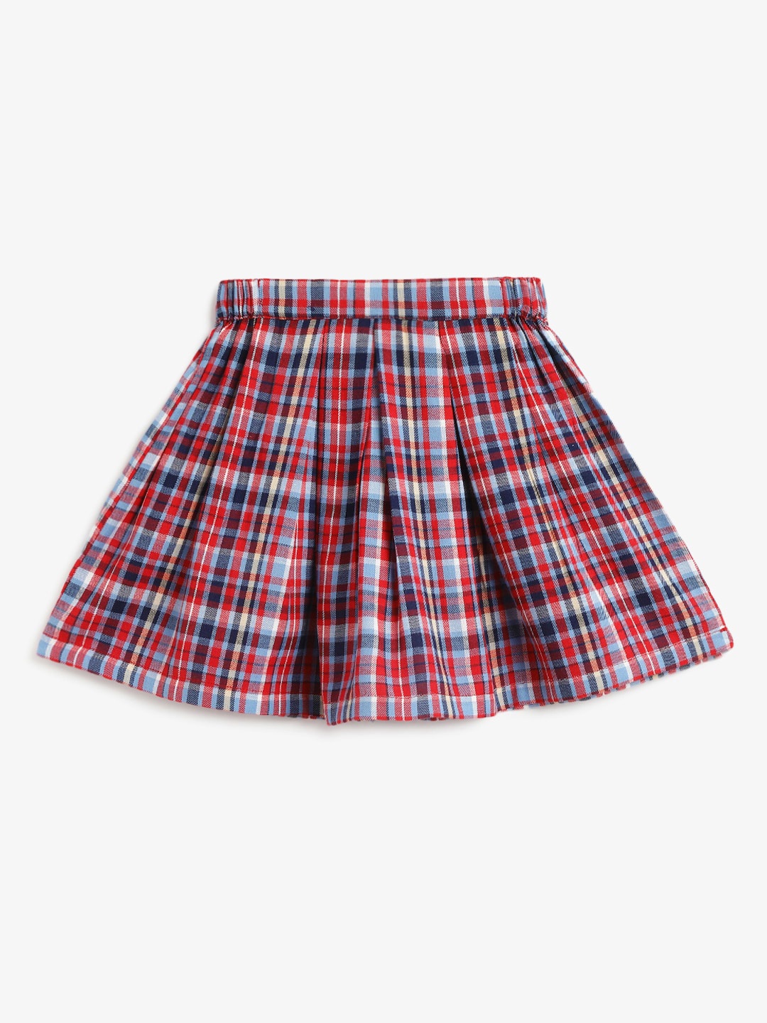 

Campana Girls Checked Pure Cotton Gathered Or Pleated A-Line Above Knee Skirt, Red
