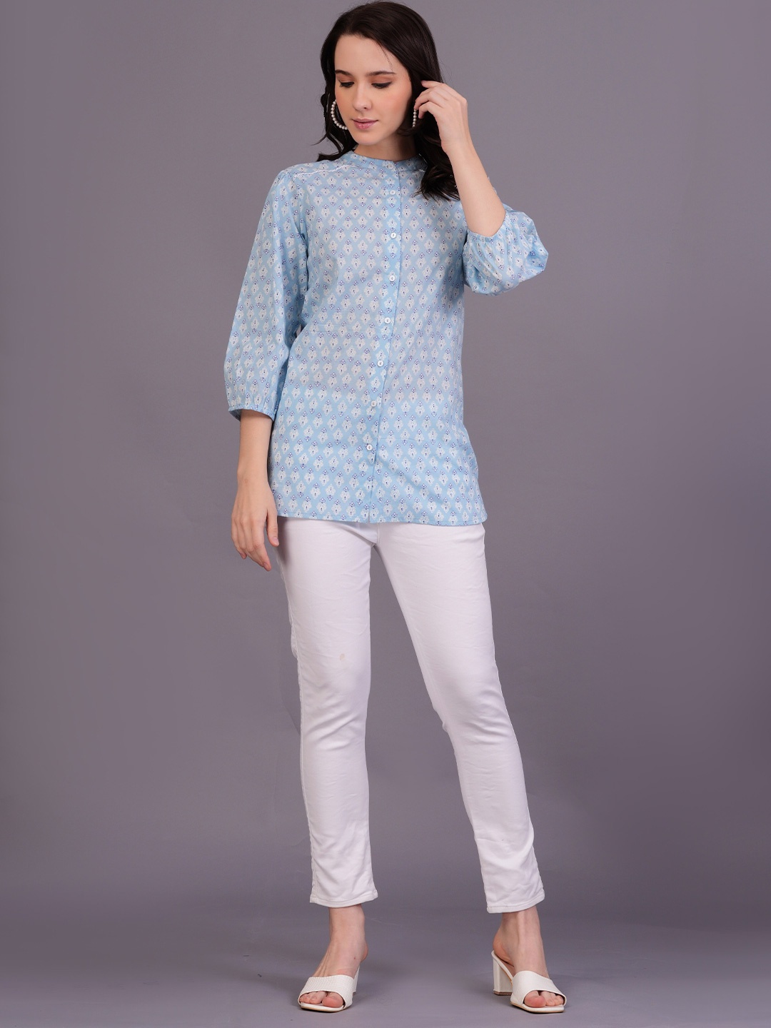 

The Kurta Express Print Cotton Top, Blue