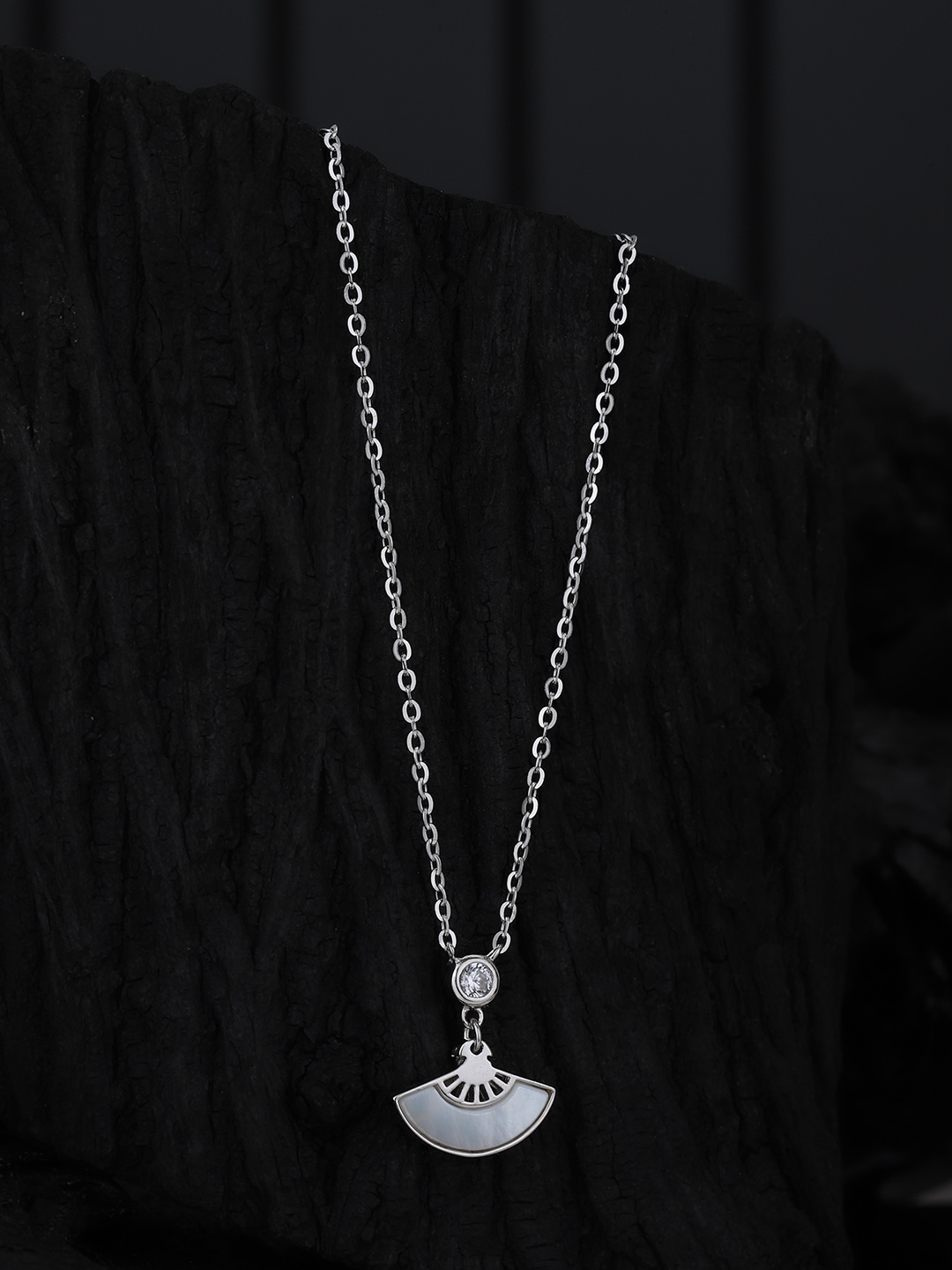 

Carlton London 925 Sterling Silver Rhodium Plated with CZ Pendant with Chain