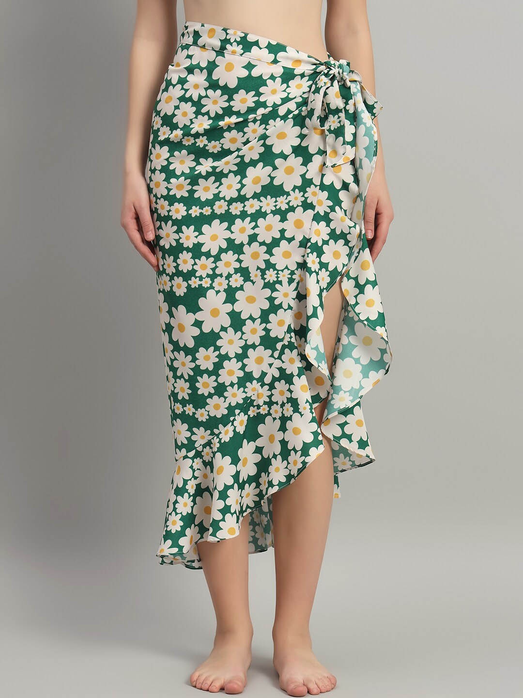 

Beau Design Women Floral Printed Crepe Wrap-Around Sarong, Green