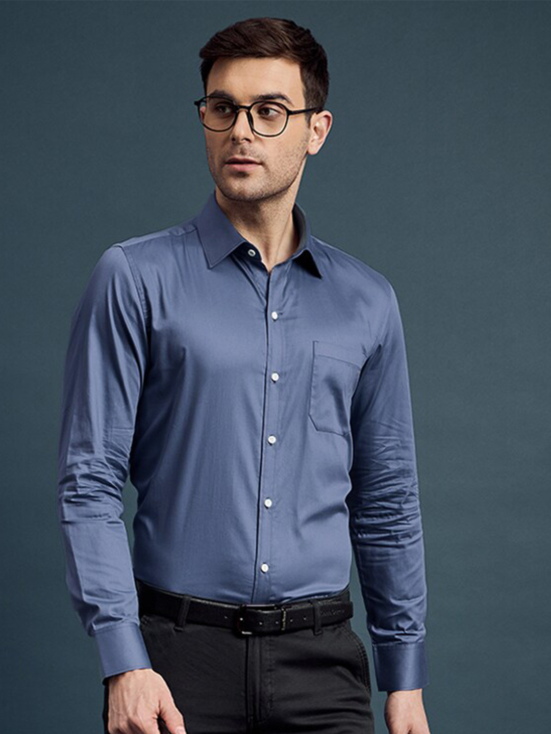 

LOUIS STITCH Men Comfort Opaque Formal Shirt, Blue