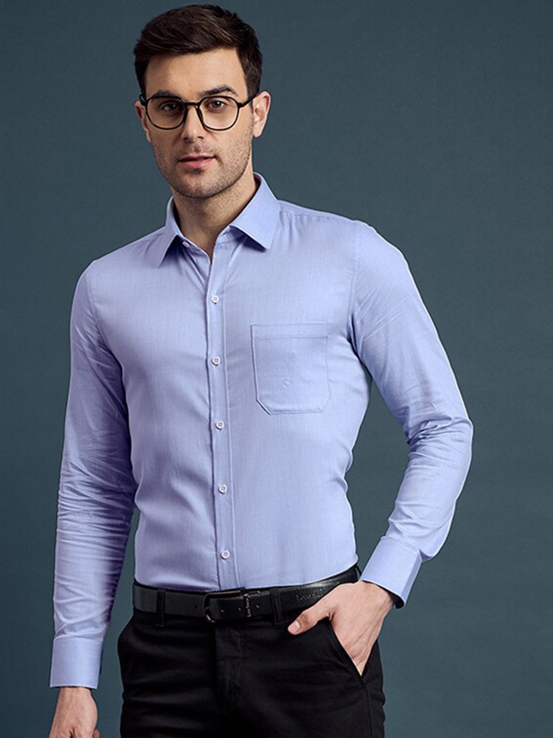 

LOUIS STITCH Men Slim Fit Opaque Formal Shirt, Blue