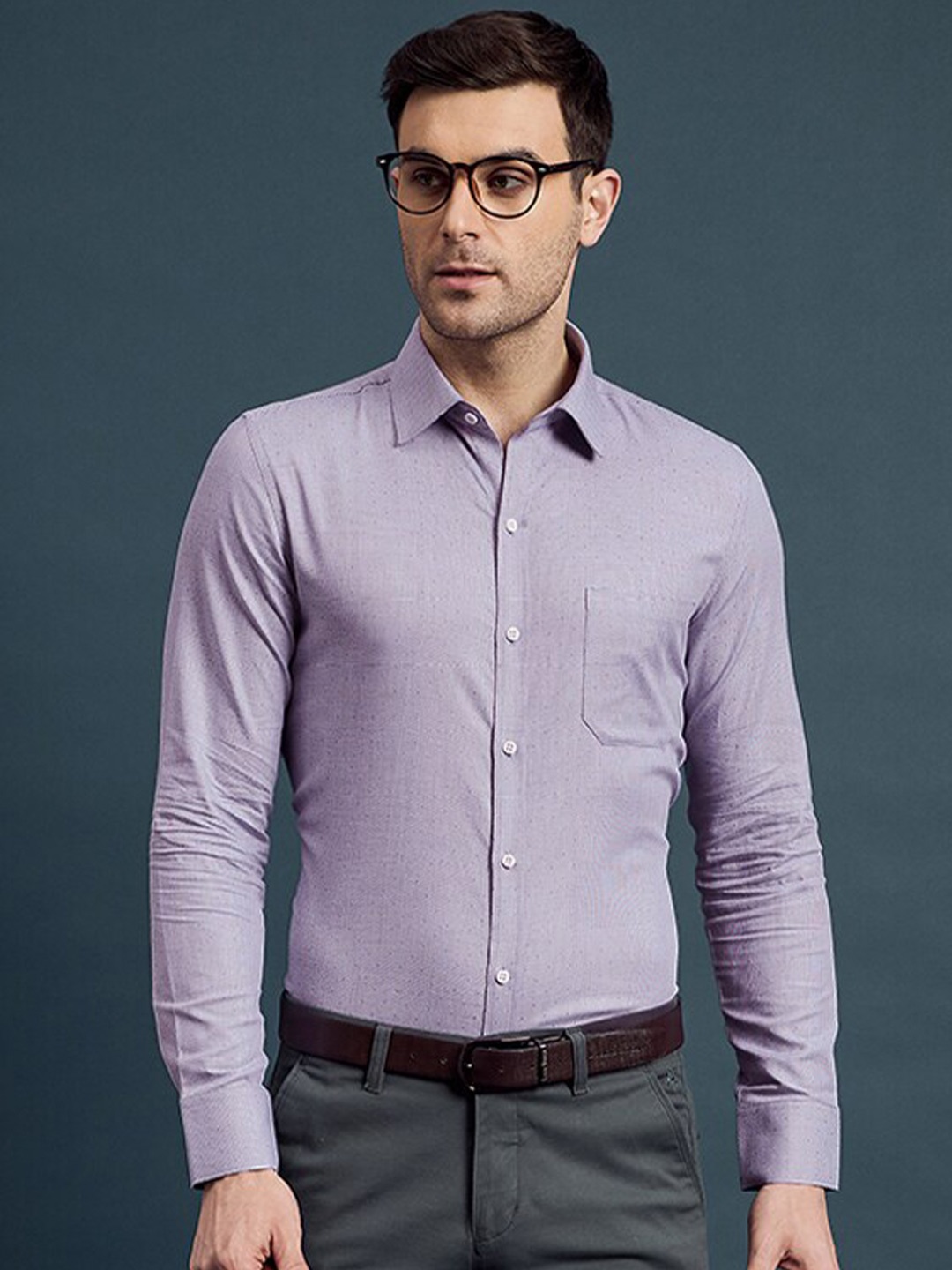 

LOUIS STITCH Men Slim Fit Opaque Formal Shirt, Purple