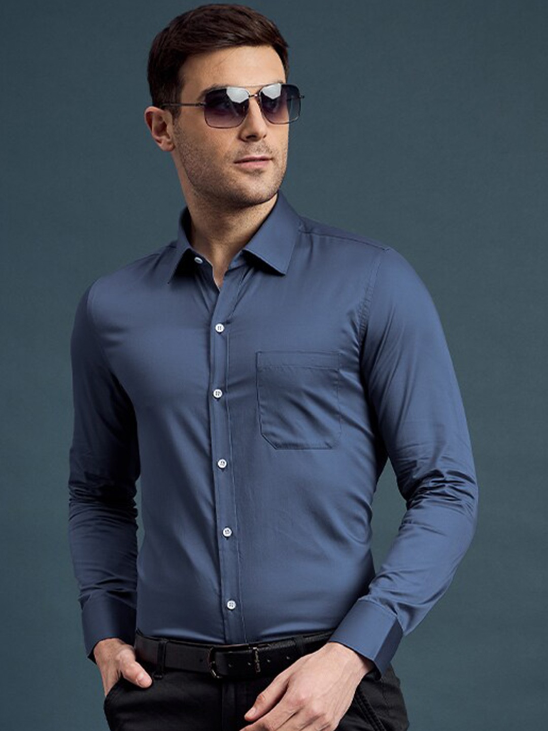 

LOUIS STITCH Men Slim Fit Opaque Formal Shirt, Blue