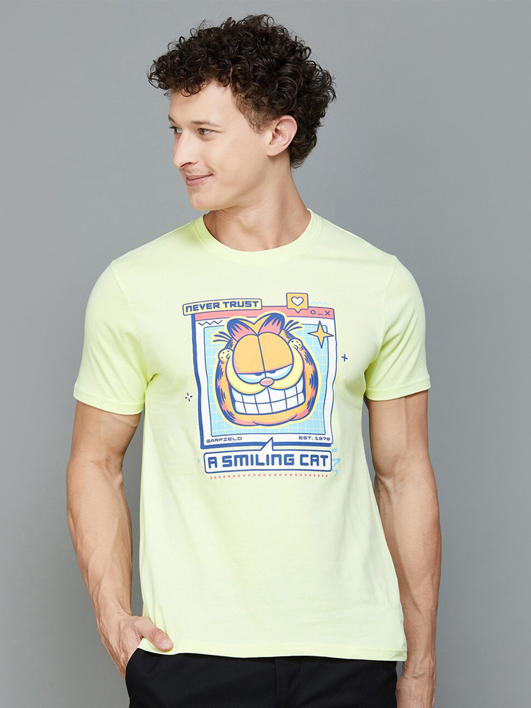 

Fame Forever by Lifestyle Men Typography Garfield Printed Pockets T-shirt, Yellow