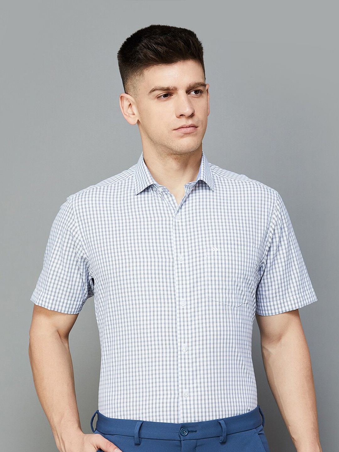 

CODE by Lifestyle Men Micro Checks Opaque Checked Formal Shirt, White
