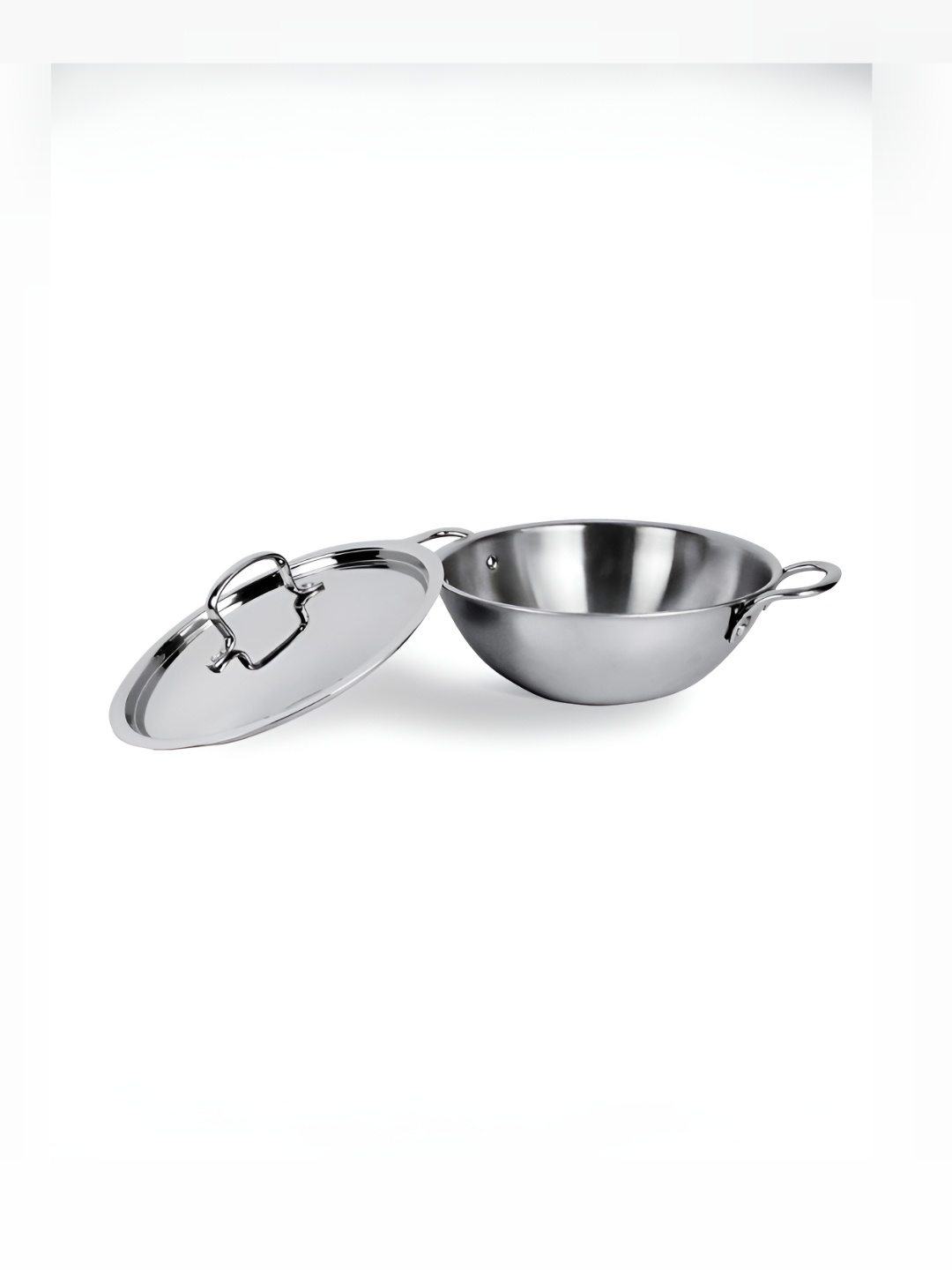 

UMAI Steel Triply Stainless Steel Dishwasher Safe Kadhai With Lid 1.6L